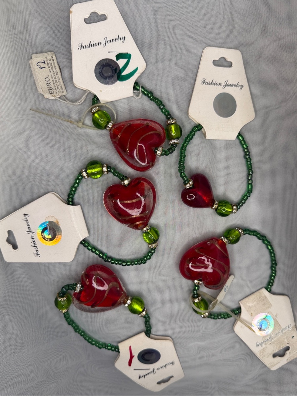 Lot of Heart Bead Stretch Bracelets
